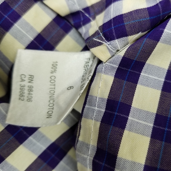 Theory Lidiya Purple Yellow Check Cotton Long Sleeve Shirt Dress Size 6 - Picture 14 of 14